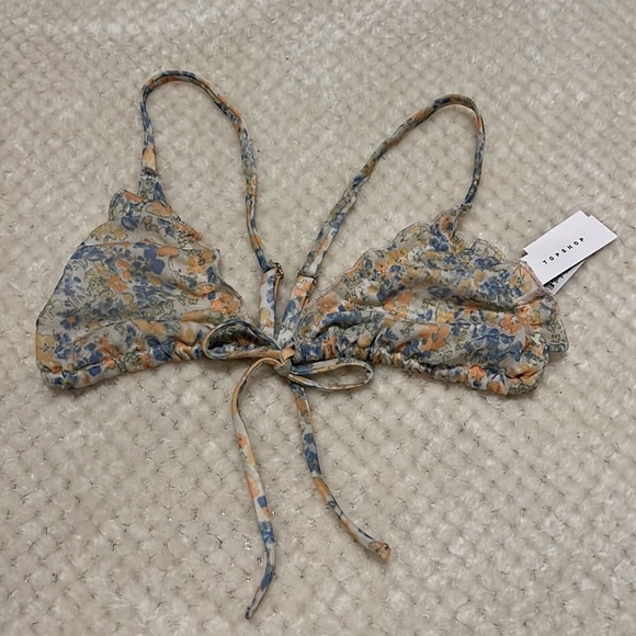 TOPSHOP Ruched Floral Mesh Triangle Bra - Picture 4 of 10
